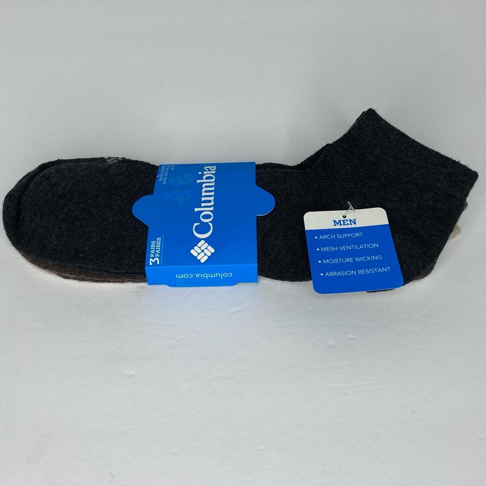 Columbia Low Cut Socks Men, Arch Support, Moisture Wicking, 3 Pair
